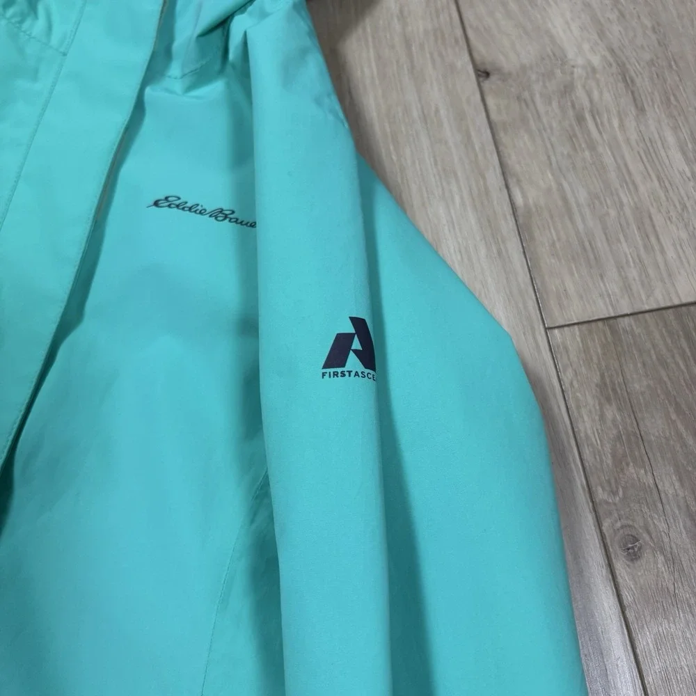 Eddie Bauer Jacket First Ascent Hood Rain Proof Blue Full Zip Girls 10/12‎ M